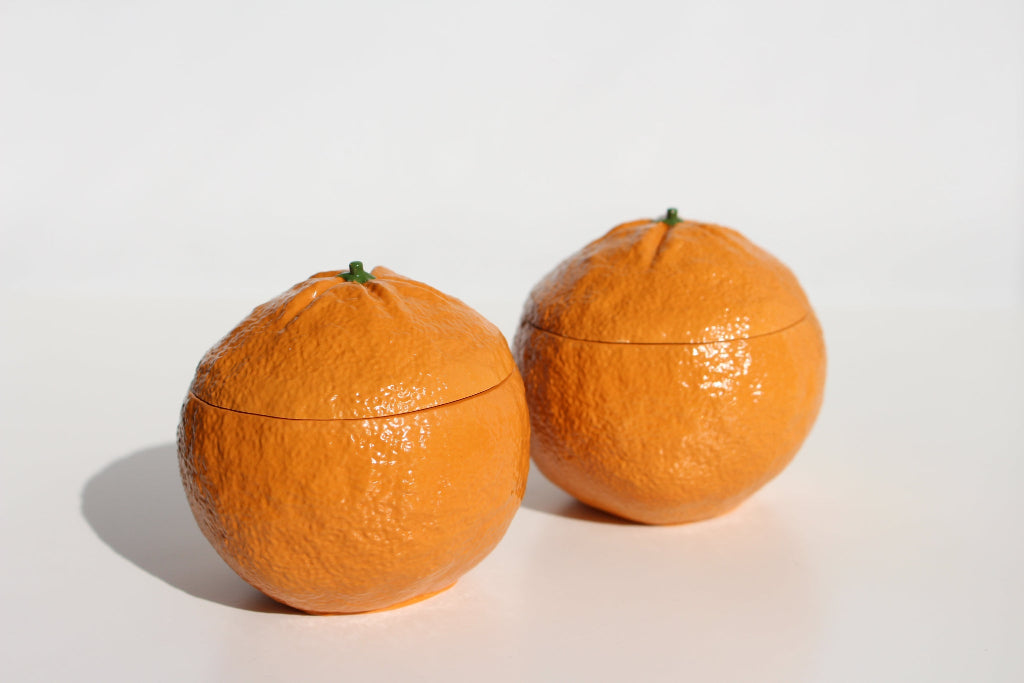 Mandarin soy wax candle in a ceramic handmade vessel